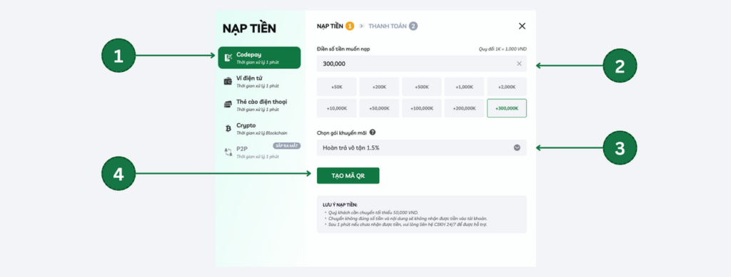 febet hướng dẫn nạp tiền qua codepay