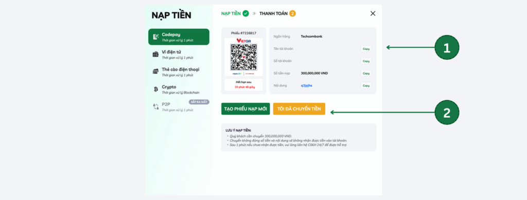 febet hướng dẫn nạp tiền qua codepay