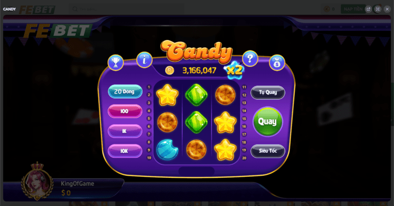 Giao diện sống động game Candy - Slot Game FEBET